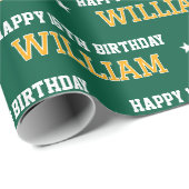 Elke Leeftijd Happy Birthday Retro Custom Green Go Cadeaupapier (Rol Hoek)