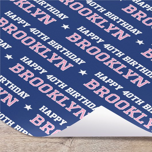 Elke Leeftijd Happy Birthday Retro Custom Navy Pin Cadeaupapier