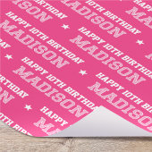 Elke Leeftijd Happy Birthday Retro Custom Roze Wit Cadeaupapier