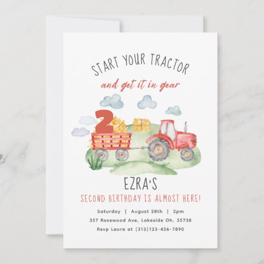 Elke leeftijd Kinder rode Boerderij tractor Verjaa Kaart (Voorkant)