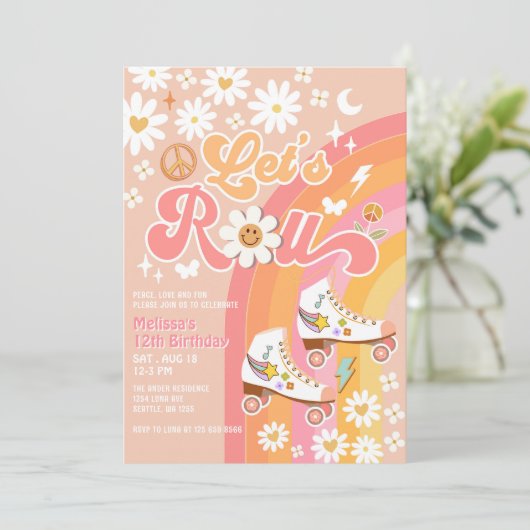 ELKE LEEFTIJD Laten we perzik rol retro groovy ver Kaart (Staand voorkant)