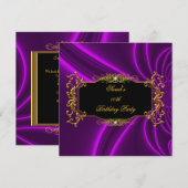 Elke leeftijd legant Birthday Black Gold Paars Kaart (Voorkant / Achterkant)