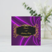 Elke leeftijd legant Birthday Black Gold Paars Kaart (Staand voorkant)