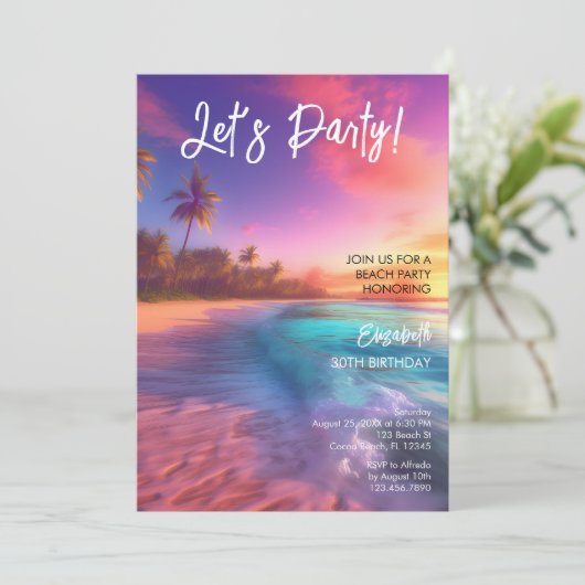 Elke Leeftijd Levendig Strand Zonsondergang Verjaa Kaart (Staand voorkant)