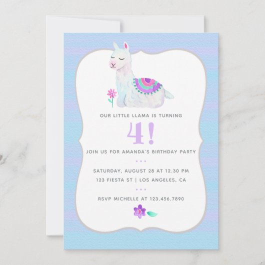 Elke leeftijd Llama-kinderen op zaterdag uitnodigi Kaart (Voorkant)