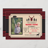 Elke Leeftijd Lumberjack Verjaardag Uitnodigen Che Kaart (Voorkant / Achterkant)