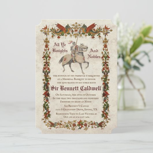 ELKE LEEFTIJD - Medieval Renaissance Birthday Invi Kaart (Staand voorkant)