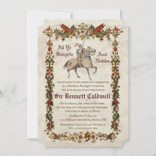 ELKE LEEFTIJD - Medieval Renaissance Birthday Invi Kaart (Voorkant)