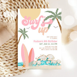 ELKE LEEFTIJD Meisje Roze Perzik Surfen Verjaardag Kaart