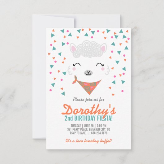elke leeftijd meisje VERJAARDAG FIESTA alpaca lama Kaart (Voorkant)