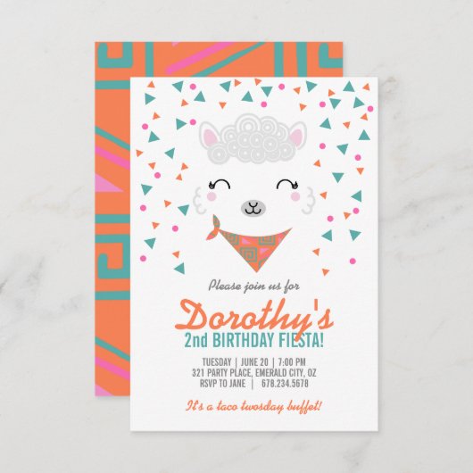 elke leeftijd meisje VERJAARDAG FIESTA alpaca lama Kaart (Voorkant / Achterkant)