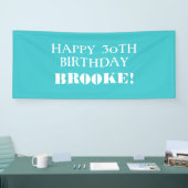 Elke leeftijd met Turquoise White Happy Birthday B Spandoek (Beurs)