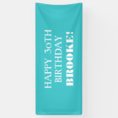 Elke leeftijd met Turquoise White Happy Birthday B Spandoek (Verticaal)