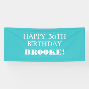 Elke leeftijd met Turquoise White Happy Birthday B Spandoek