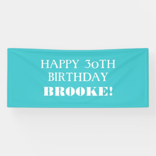 Elke leeftijd met Turquoise White Happy Birthday B Spandoek (Horizontaal)