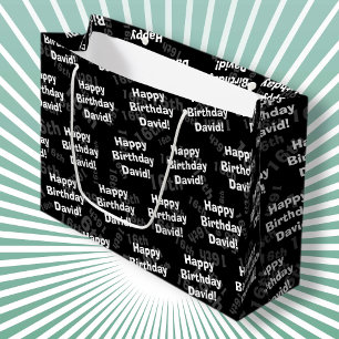 Elke leeftijd & naam gepersonaliseerde gelukkige v groot cadeauzakje