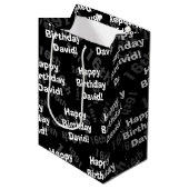 Elke leeftijd & naam gepersonaliseerde gelukkige v medium cadeauzakje (Voorkant Gekanteld)