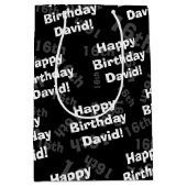 Elke leeftijd & naam gepersonaliseerde gelukkige v medium cadeauzakje (Voorkant)