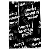 Elke leeftijd & naam gepersonaliseerde gelukkige v medium cadeauzakje (Achterkant)