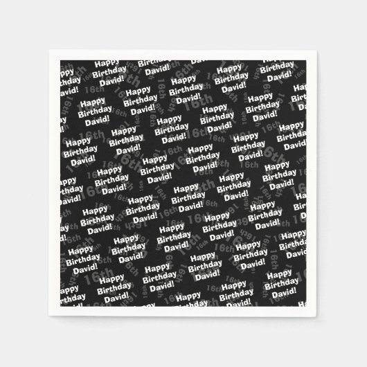 Elke leeftijd & naam gepersonaliseerde gelukkige v servet (Voorkant)