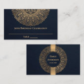 ELKE LEEFTIJD NAVY GOLD  MANDALA 50E BIRTHDAY PLAATSKAARTJE (Voorkant / Achterkant)