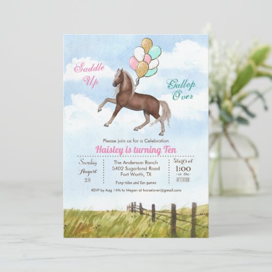 ELKE LEEFTIJD - Paardenballon - uitnodiging (Staand voorkant)