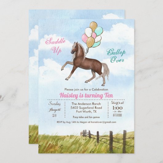 ELKE LEEFTIJD - Paardenballon - uitnodiging (Voorkant / Achterkant)