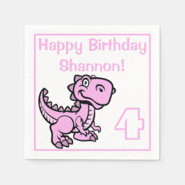 Elke leeftijd Pink T Rex Dinosaurus Verjaardag Servet