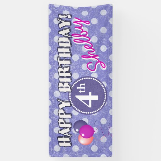 Elke Leeftijd Polka Dot Verjaardag 1 Spandoek (Verticaal)