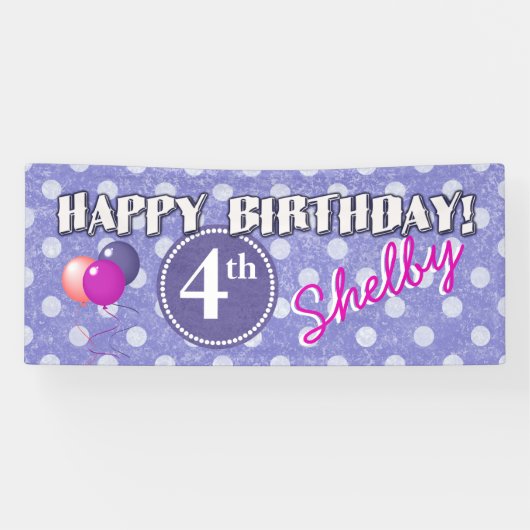 Elke Leeftijd Polka Dot Verjaardag 1 Spandoek (Horizontaal)