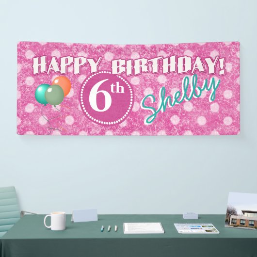 Elke Leeftijd Polka Dot Verjaardag 2 Spandoek (Beurs)