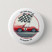 Elke leeftijd  race auto verjaardag ronde button 5,7 cm (Voorkant)