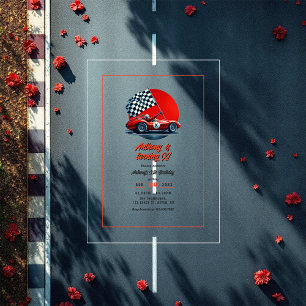 Elke leeftijd  race auto verjaardagsfeestje acryl uitnodigingen