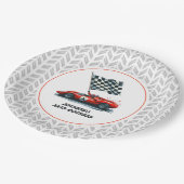 elke leeftijd race auto verjaardagsfeestje papieren bordje (Gekanteld)