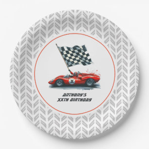  elke leeftijd race auto verjaardagsfeestje papieren bordje