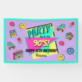 ELKE LEEFTIJD retro 90's feest paars roze blauwgro Spandoek (Horizontaal)