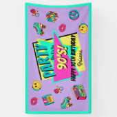ELKE LEEFTIJD retro 90's feest paars roze blauwgro Spandoek (Verticaal)