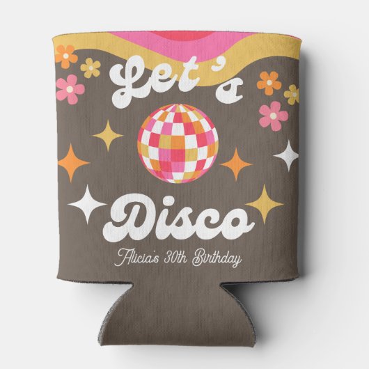 Elke leeftijd Retro Groovy 70s Laten we Disco Verj Blikjeskoeler (Achterkant)