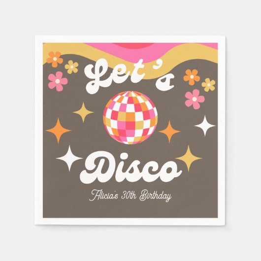 Elke leeftijd Retro Groovy 70s Laten we Disco Verj Servet (Voorkant)