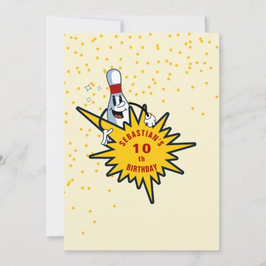 Elke leeftijd retro mascotte bowling verjaardagsfe kaart (Achterkant)