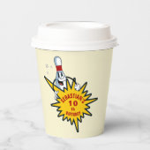 Elke leeftijd retro mascotte bowling verjaardagsfe papieren bekers (Voorkant)