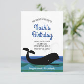 elke leeftijd retro OCEAN WHALE verjaardagsfeestje Kaart (Staand voorkant)