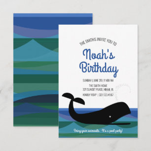 elke leeftijd retro OCEAN WHALE verjaardagsfeestje Kaart