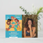 Elke leeftijd retro roller schaats meisje foto ver kaart (Staand voorkant)