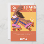 Elke leeftijd retro roller schaats meisje verjaard bedankkaart (Voorkant)