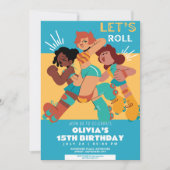 Elke leeftijd retro roller schaats meisje verjaard kaart (Voorkant)