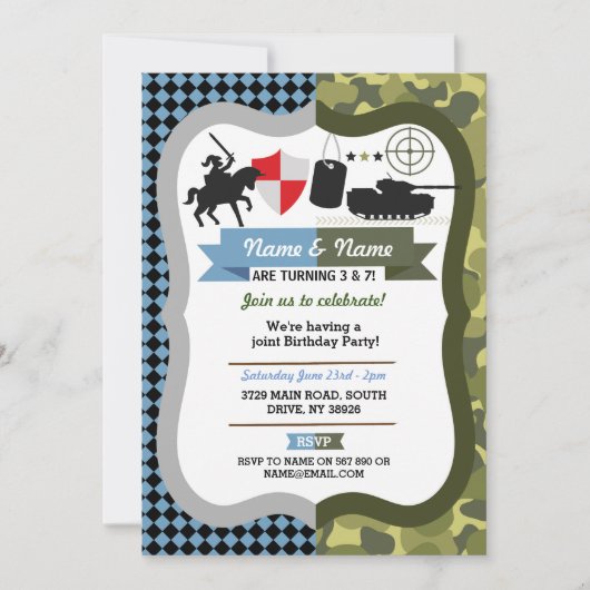 Elke Leeftijd Ridder en Leger Joint Boys Verjaarda Kaart (Voorkant)