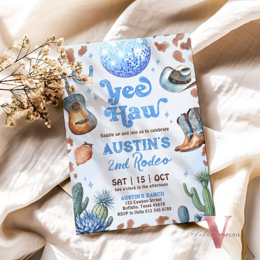 ELKE LEEFTIJD RODEO Cowboy Blauw Bruin Verjaardag  Kaart