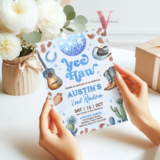 ELKE LEEFTIJD RODEO Cowboy Blauw Bruin Verjaardag  Kaart