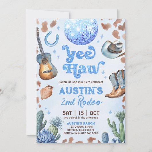 ELKE LEEFTIJD RODEO Cowboy Blauw Bruin Verjaardag  Kaart (Voorkant)